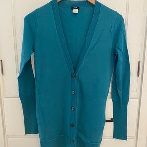 J Crew turquoise merino wool v-neck cardigan